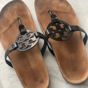 Tory Burch Black and Tan Sandals